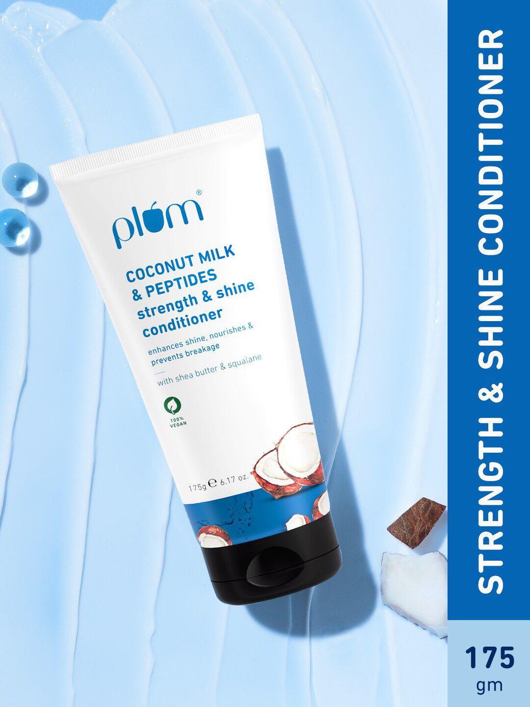 plum coconut milk & peptides strength & shine conditioner for prevents hair breakage - 175 gm
