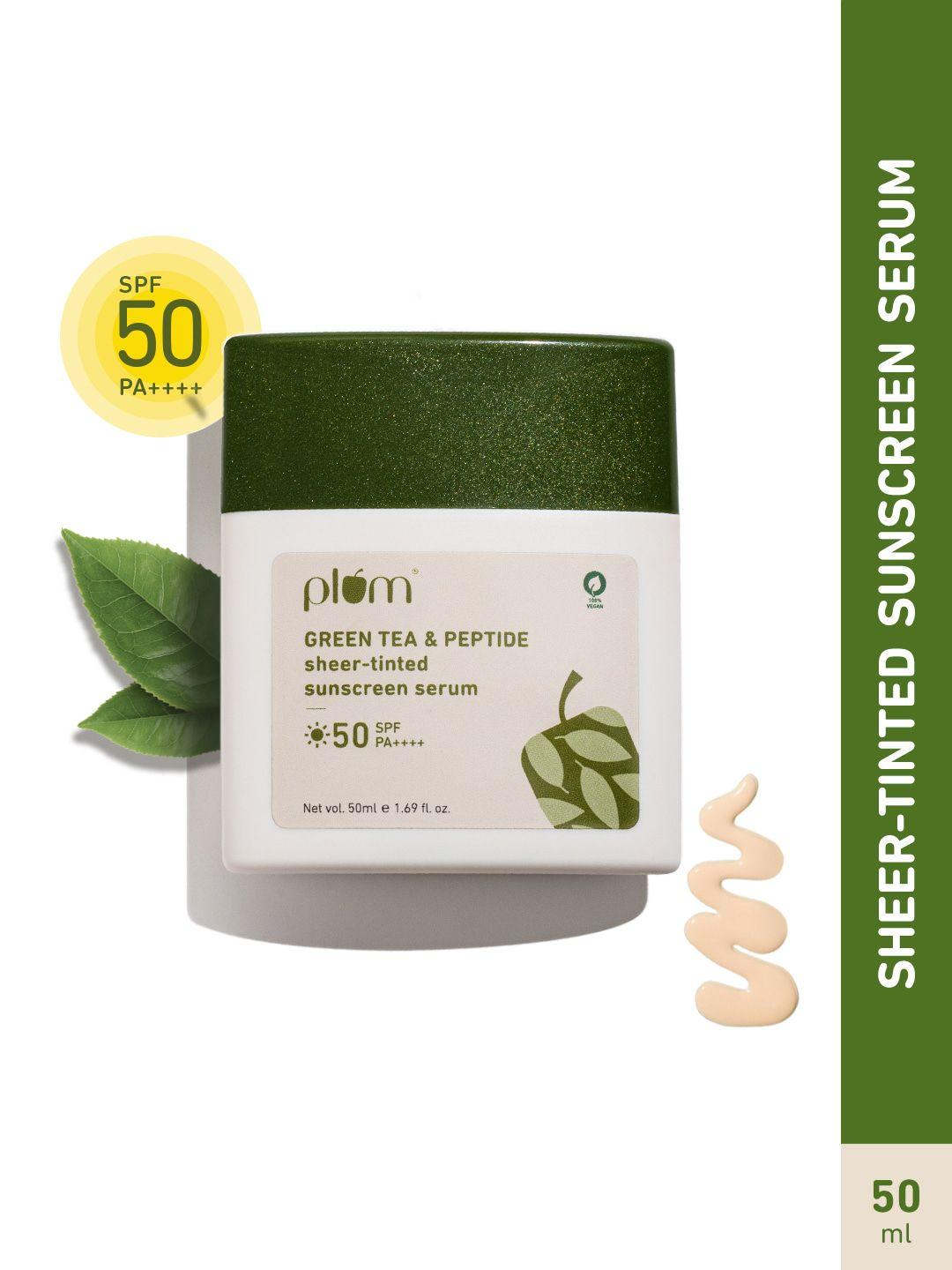 plum green tea & peptide sheer-tinted sunscreen serum with spf 50 & pa++++ - 50ml