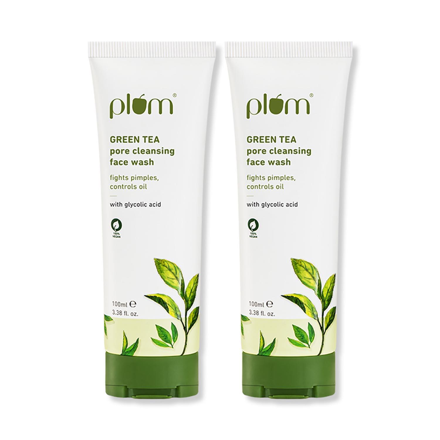 plum green tea pore cleansing face wash - pack of 2 acne face wash combo