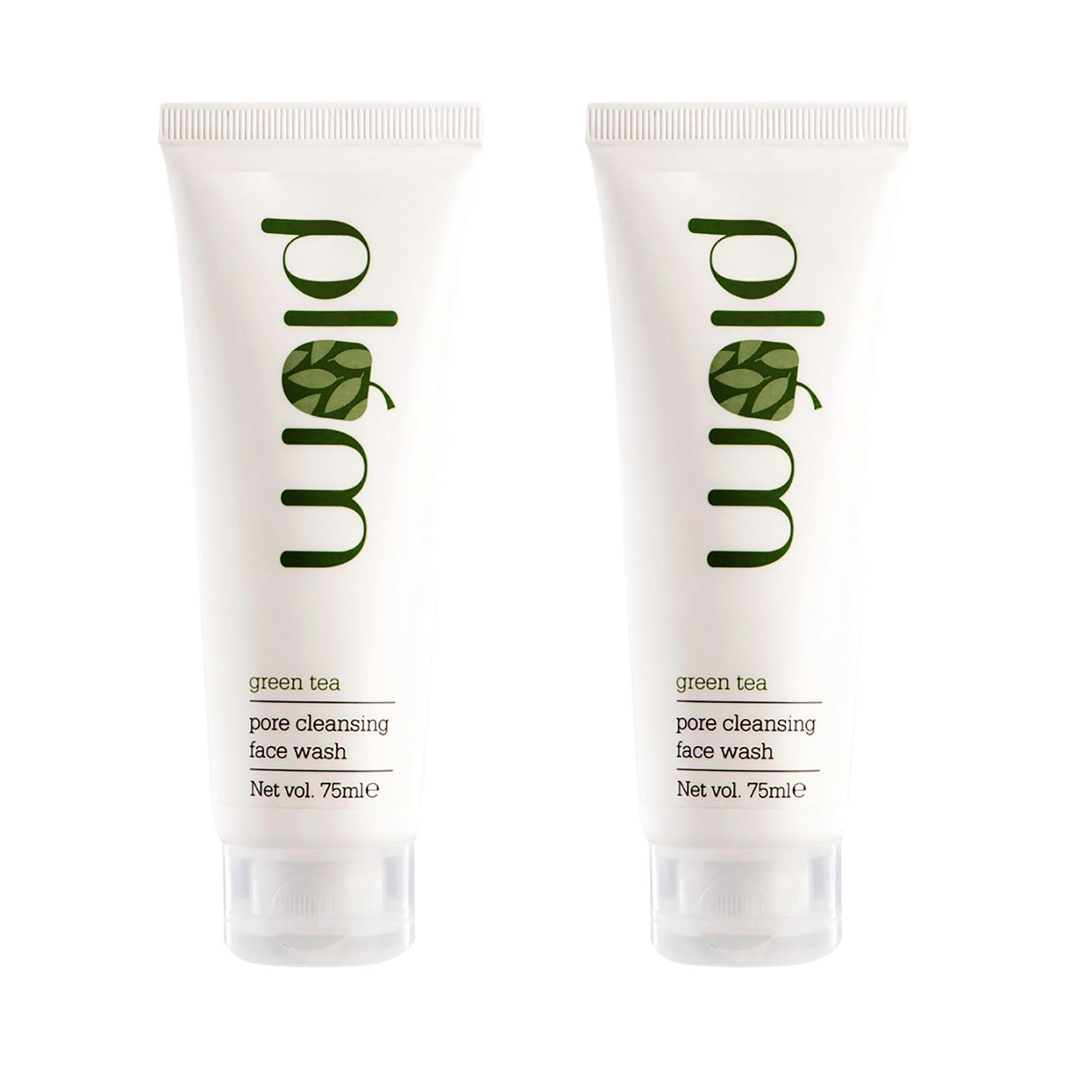 plum green tea pore cleansing face wash, oily skin, fights acne (75ml) - pack of 2 combo