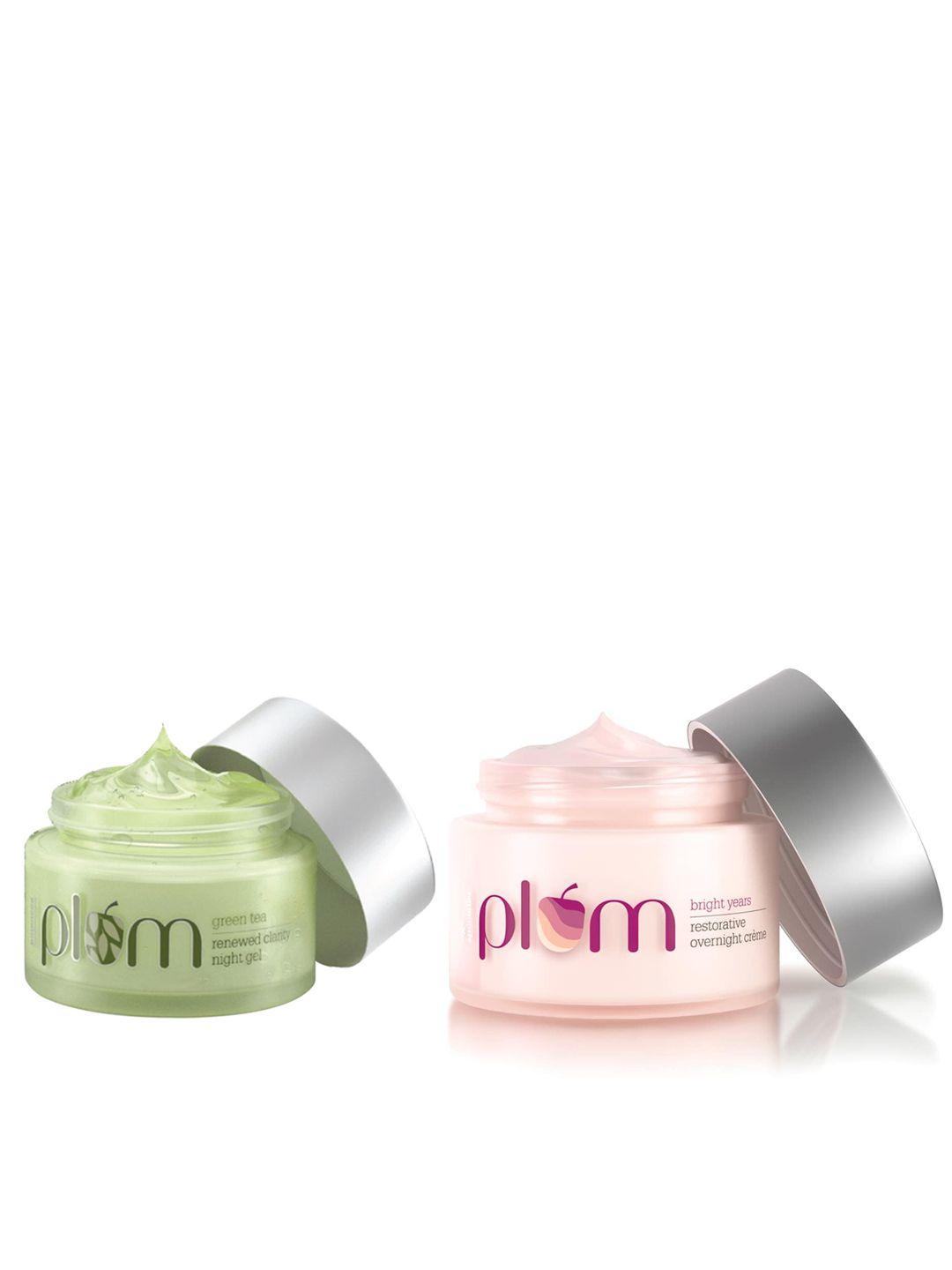 plum green tea renewed clarity sustainable night gel & overnight creme