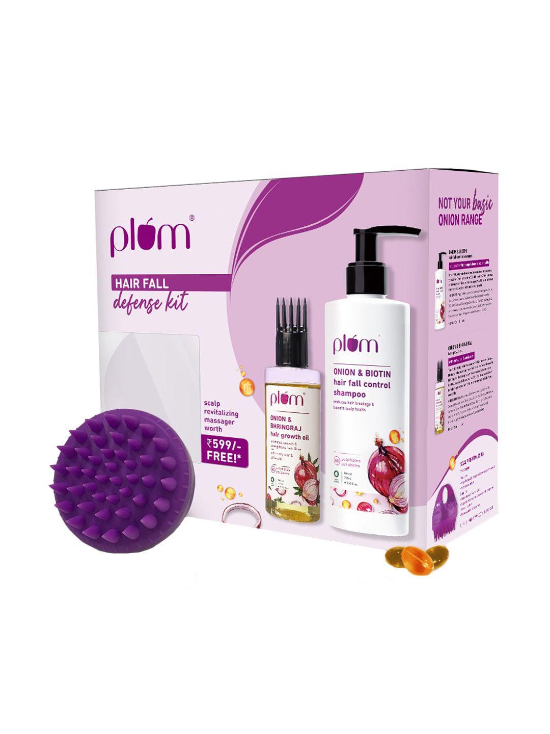 plum hairfall defense kit 350ml with free scalp revitalizing massager