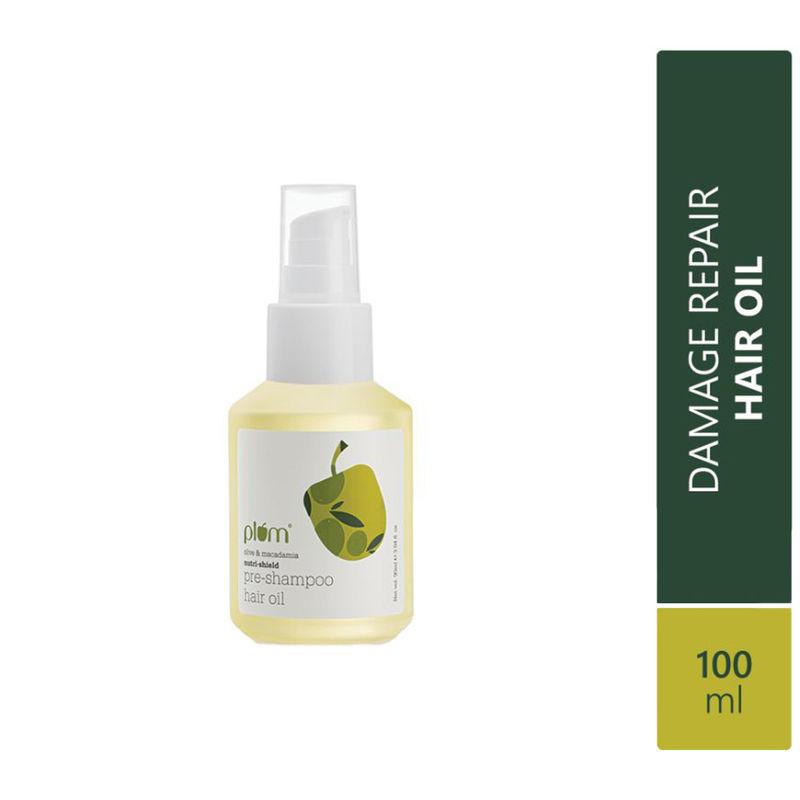 plum olive & macadamia sulphate free & paraben free nutri-shield hair oil for damage repair