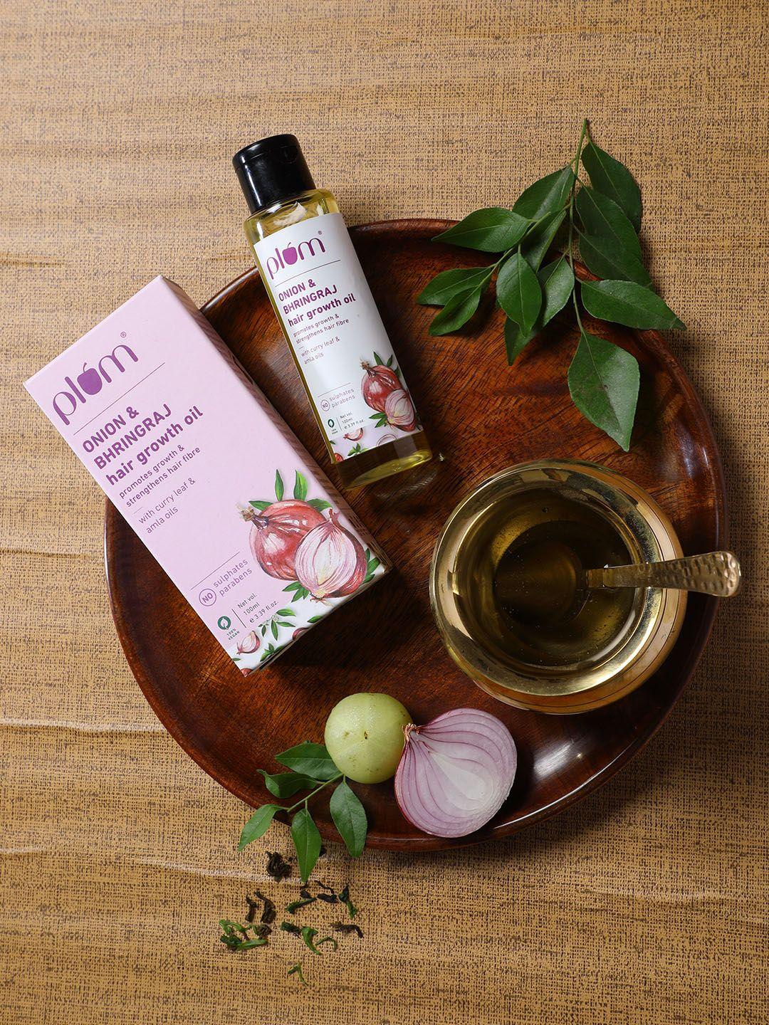 plum pink onion and bhringraj hair growth oil with curry leaves and amla oil for all hair types-100 ml