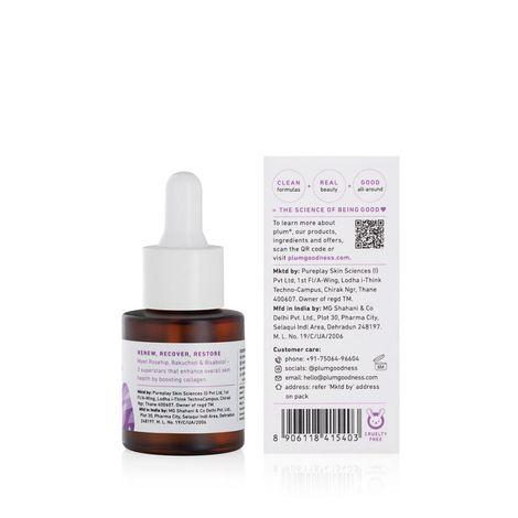 plum plum rosehip face oil with 0.5% bakuchiol & 0.8% bisabolol | boosts collagen for a youthful glow | improves skin elasticity, fine lines & wrinkles | fragrance-free | 100% vegan (20 ml)