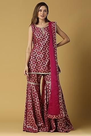 plum-purple-brocade-gharara-set-for-girls