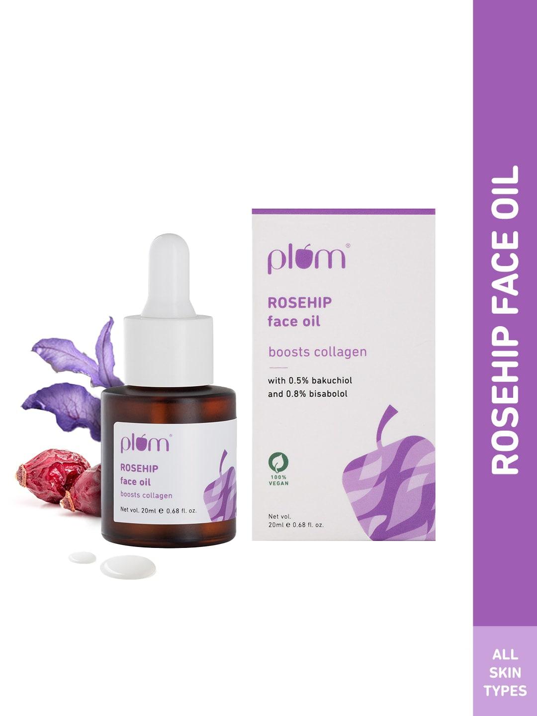 plum rosehip face oil with 0.5% bakuchiol & 0.8% bisabolol boosts collagen 20ml