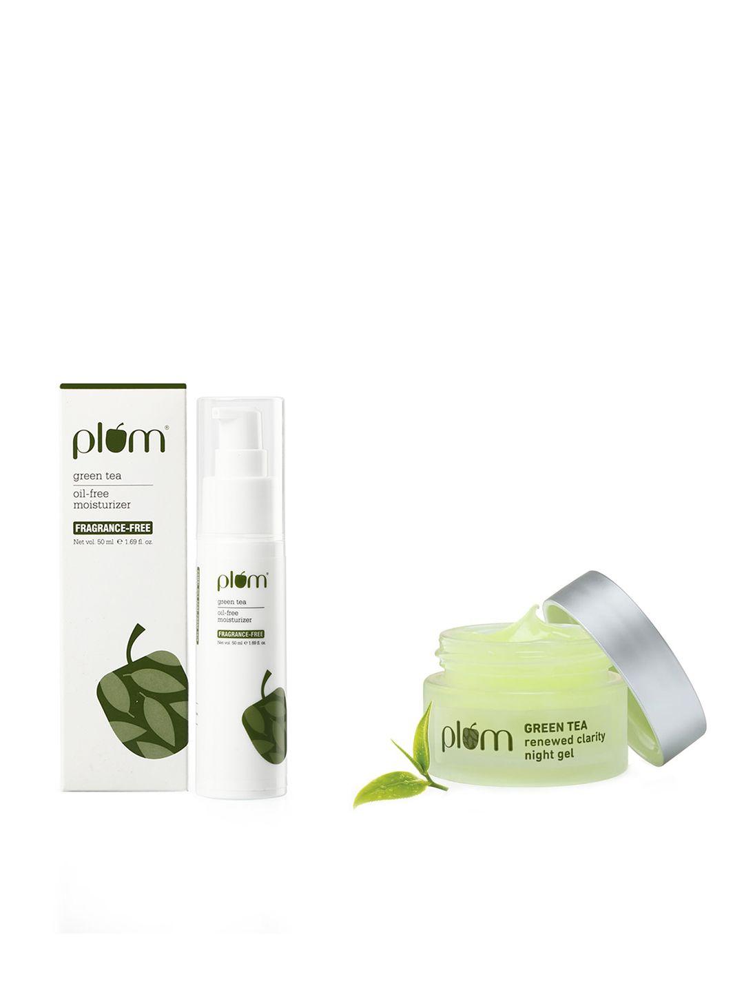 plum set of green tea moisturizer - 50 ml & green tea renewed clarity night gel - 15 ml