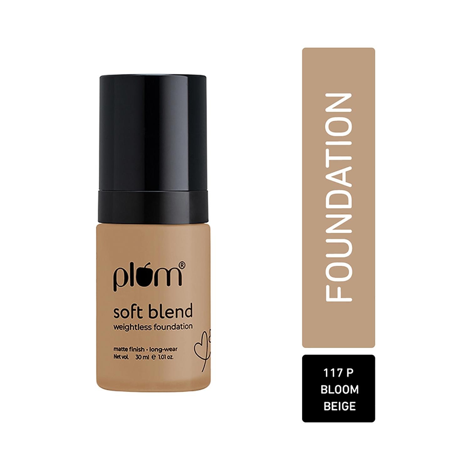 plum soft blend weightless foundation spf 15 with hyaluronic acid - 117p bloom beige (30ml)