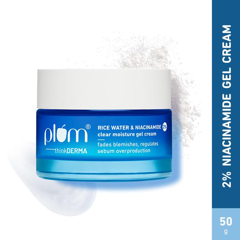 plum thinkderma 2% niacinamide lightweight gel face moisturizer with rice water