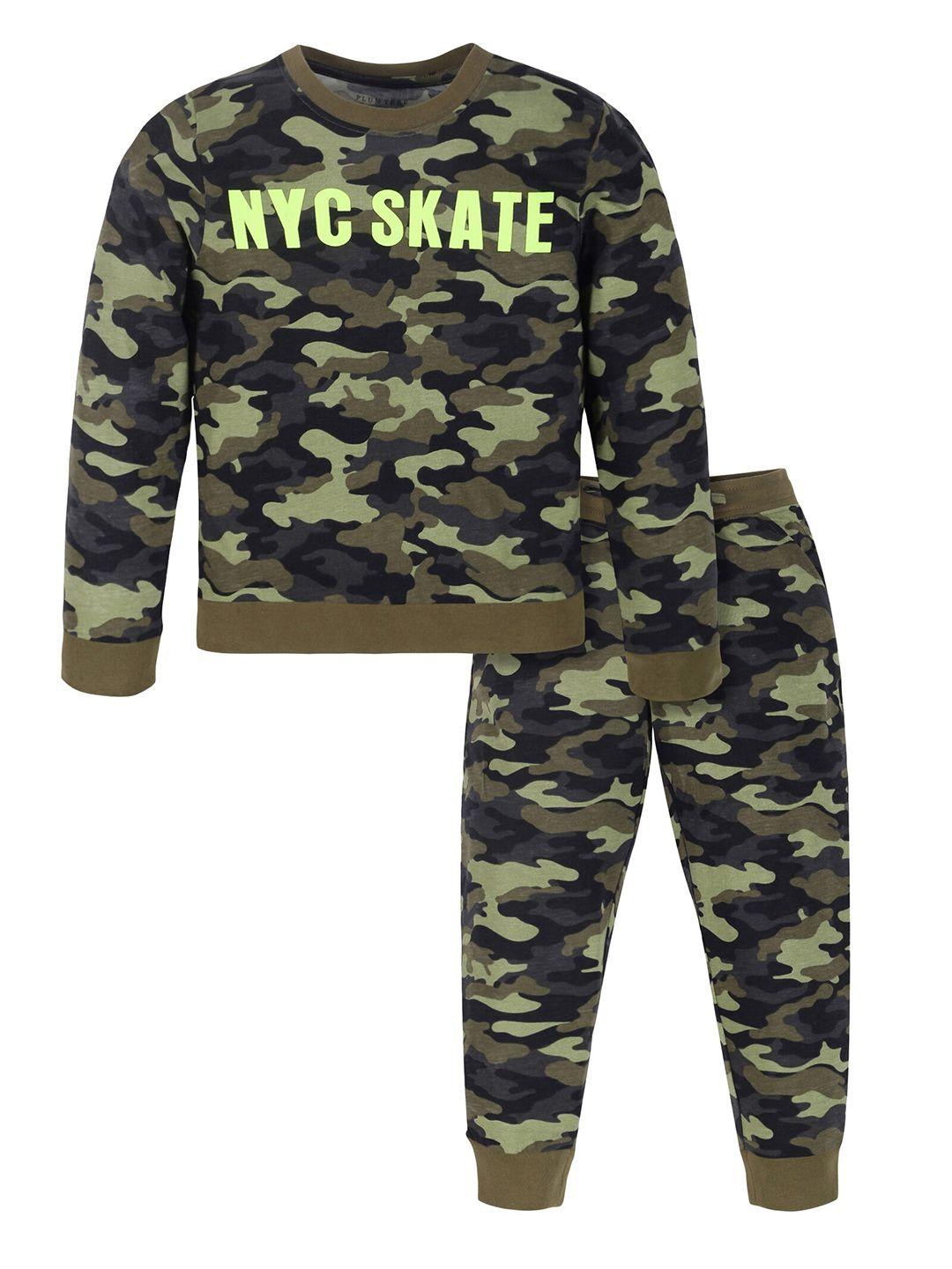 plum tree boys camouflage printed t-shirt with trousers