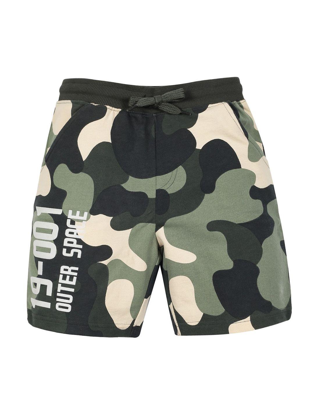 plum tree boys regular-fit camouflage printed cotton shorts