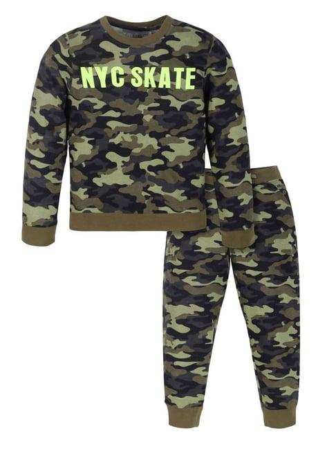 plum tree kids multicolor cotton camouflage full sleeves t-shirt set