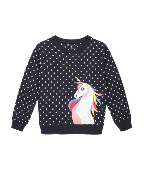 plum tree kids navy unicorn print full sleeves sweatshirt
