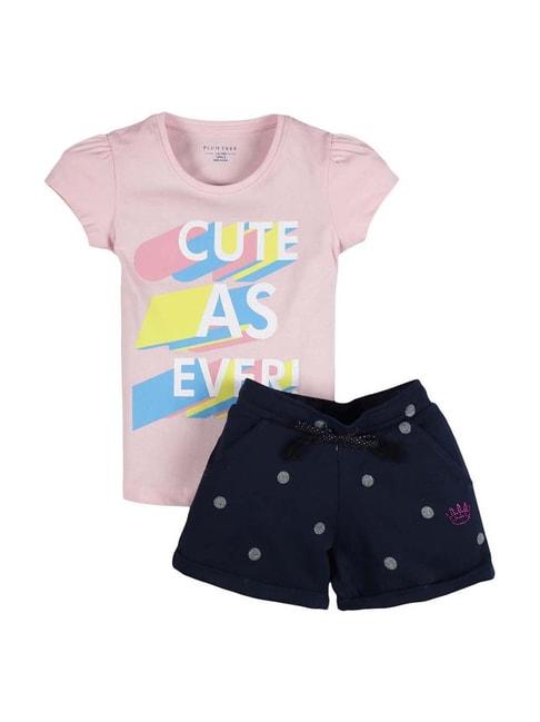 plum-tree-kids-pink-&-black-cotton-printed-t-shirts-&-short-set