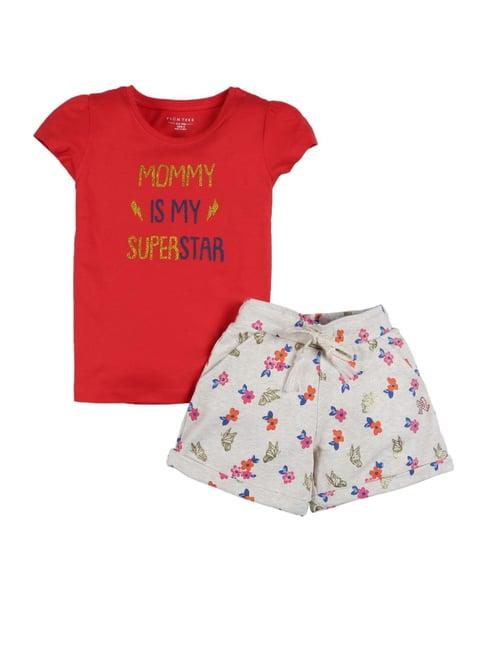 plum-tree-kids-red-&-grey-embellished-top-with-shorts