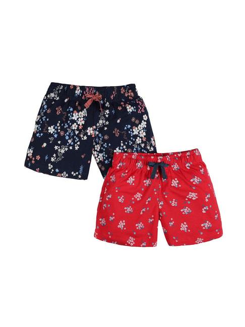 plum tree kids red & navy printed shorts (pack of 2)