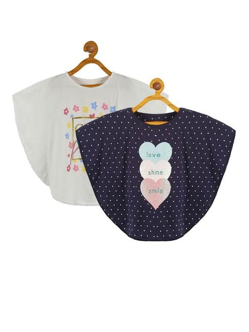 plum tree kids white & navy embellished top (pack of 2)