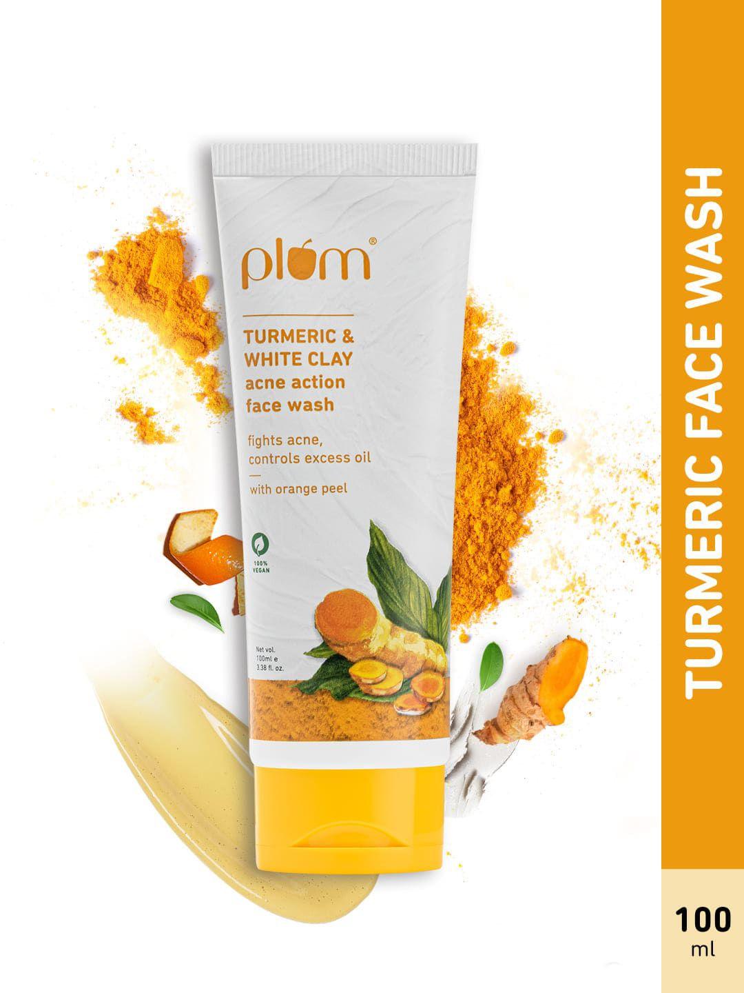 plum turmeric & white clay acne action face wash  100ml