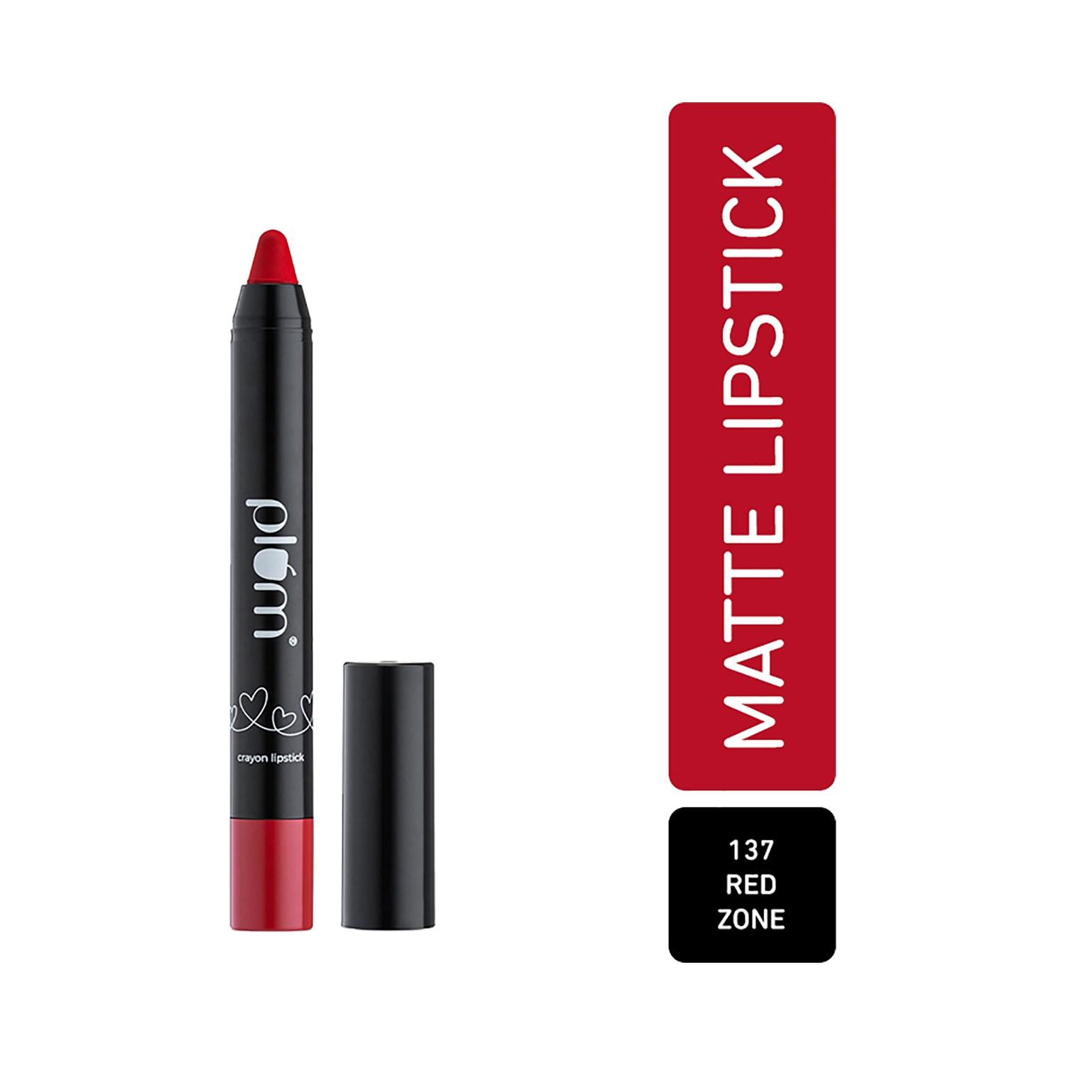 plum twist & go matte crayon lipstick with ceramides & hyaluronic acid - 137 red zone (1.8g)