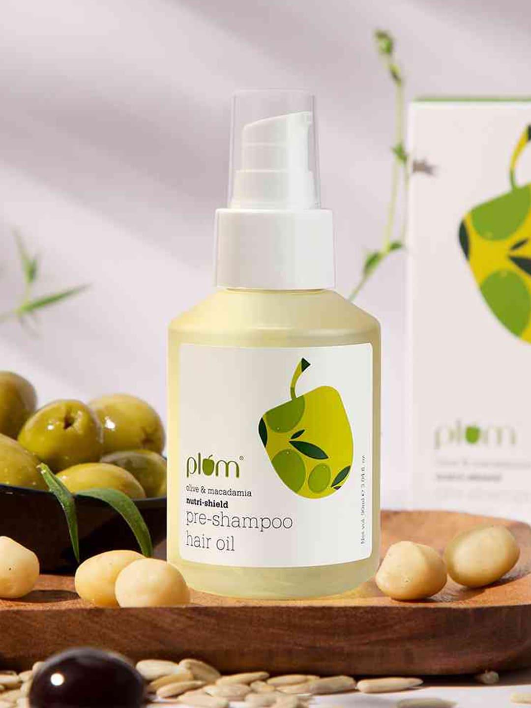 plum unisex olive & macadamia nutri-shield pre-shampoo hair oil 90ml