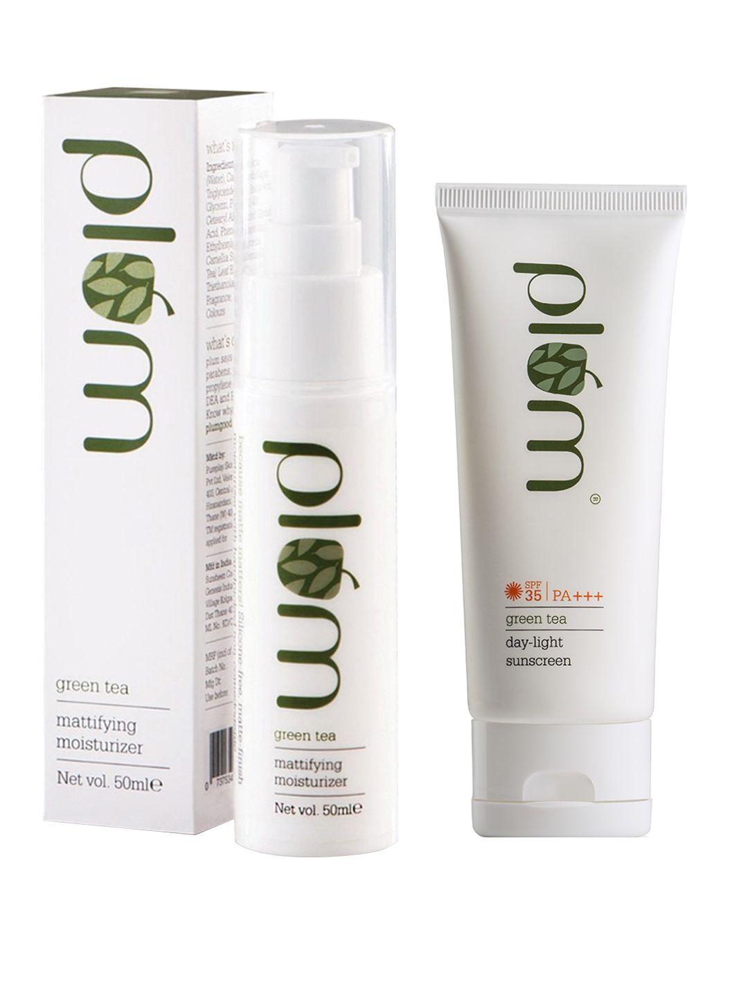plum unisex sustainable green tea set of moisturizer & sunscreen