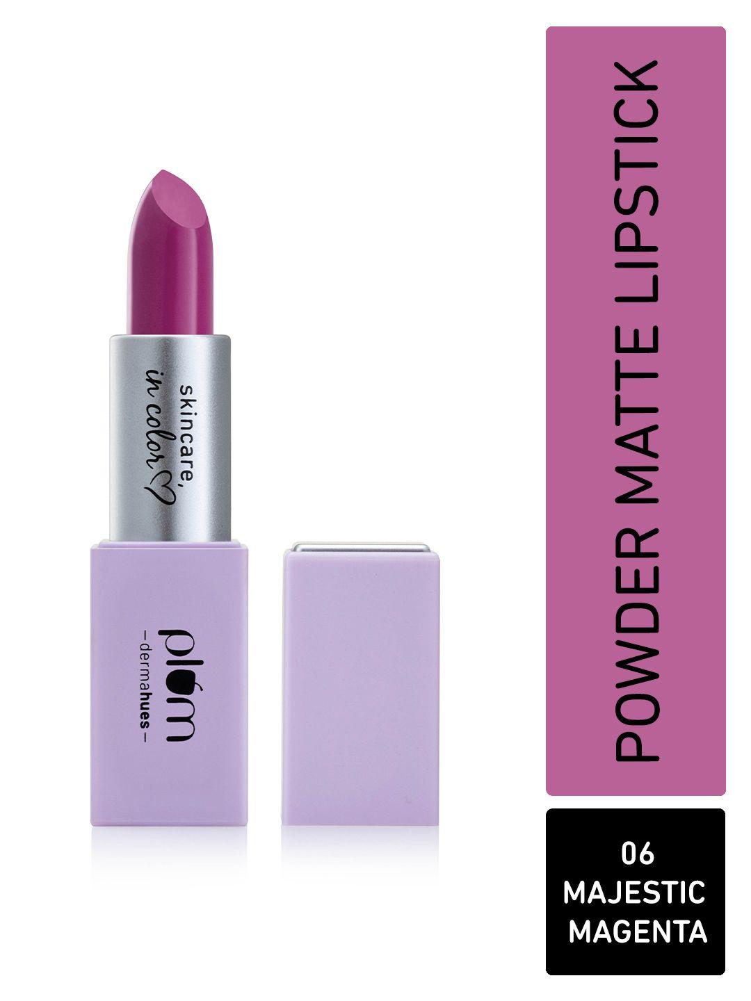 plum velvet haze long lasting powder matte lipstick - 4.2g - majestic magenta 06