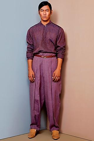 plum & black cotton shirt