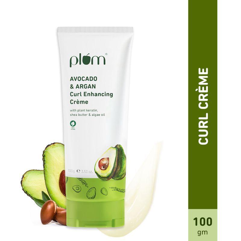 plum avocado & argan curl enhancing creme for curly & wavy hair with plant keratin & algae oil