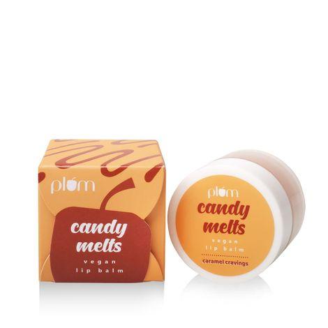 plum candy melts caramel cravings vegan lip balm | heals cracked, chapped lips | with uv protection | 100% cruelty-free