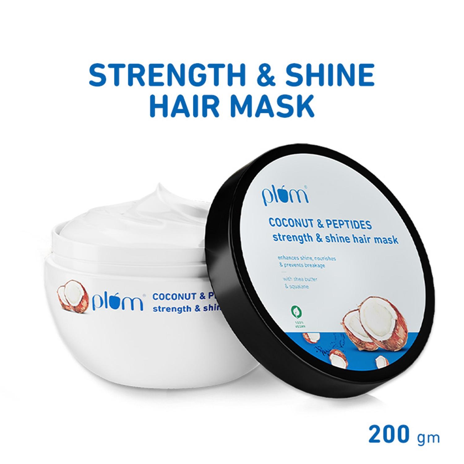 plum coconut & peptides strength & shine hair mask for dull & dry hair, restore hair moisture(200g)
