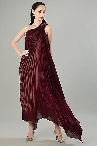 plum crepe chiffon maxi dress