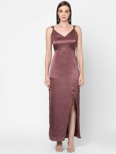 plum embellished maxi dress