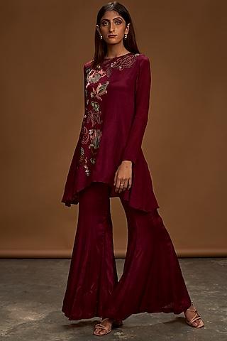 plum embroidered tunic with pants