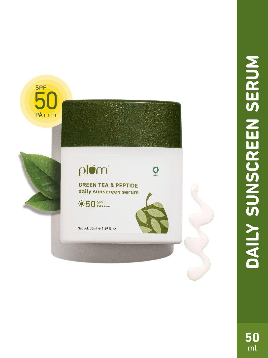 plum green tea & peptide sheer-tinted sunscreen serum with spf 50 & pa++++ - 50ml