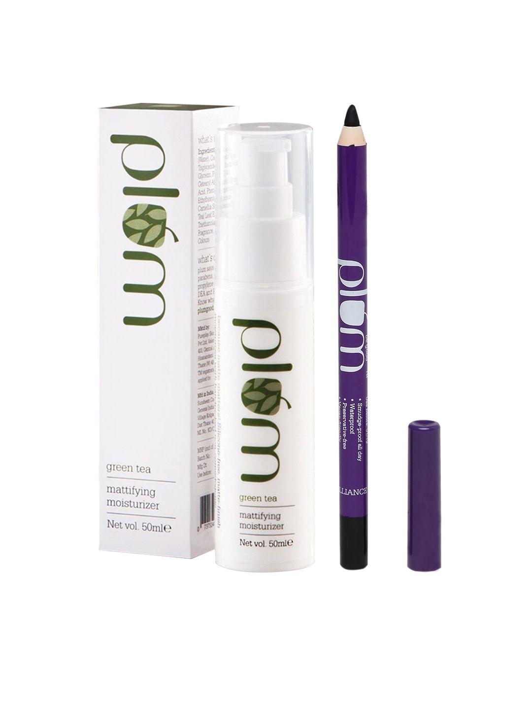 plum green tea mattifying moisturiser & all-day-wear kohl kajal with sharpner