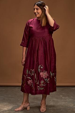 plum hand embroidered tunic