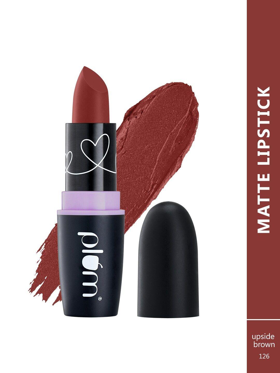 plum matterrific highly pigmented non-drying vegan lipstick with vit e- upside brown 126