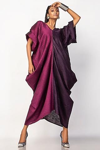 plum organic linen cowl dress