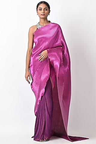 plum-pink pleated saree set