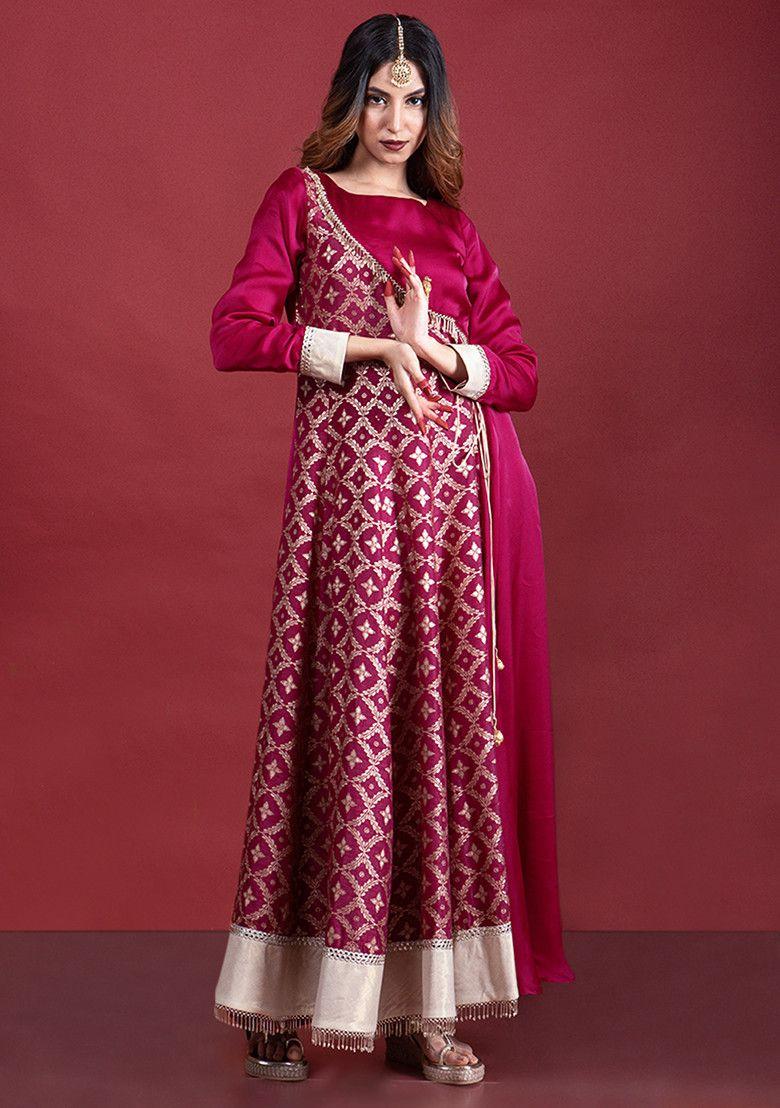 plum purple floral pattern satya angrakha set