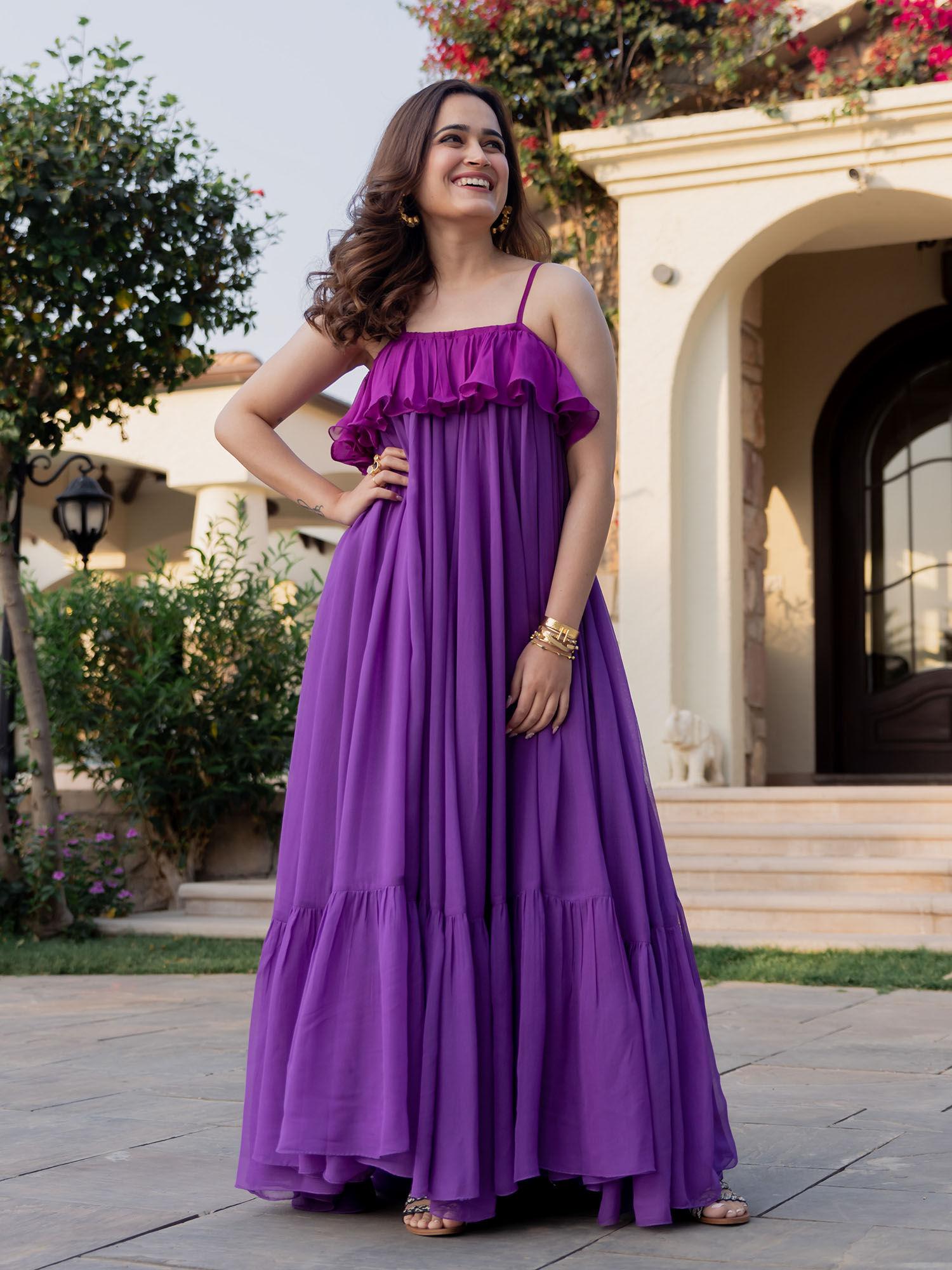 plum rose georgette dress