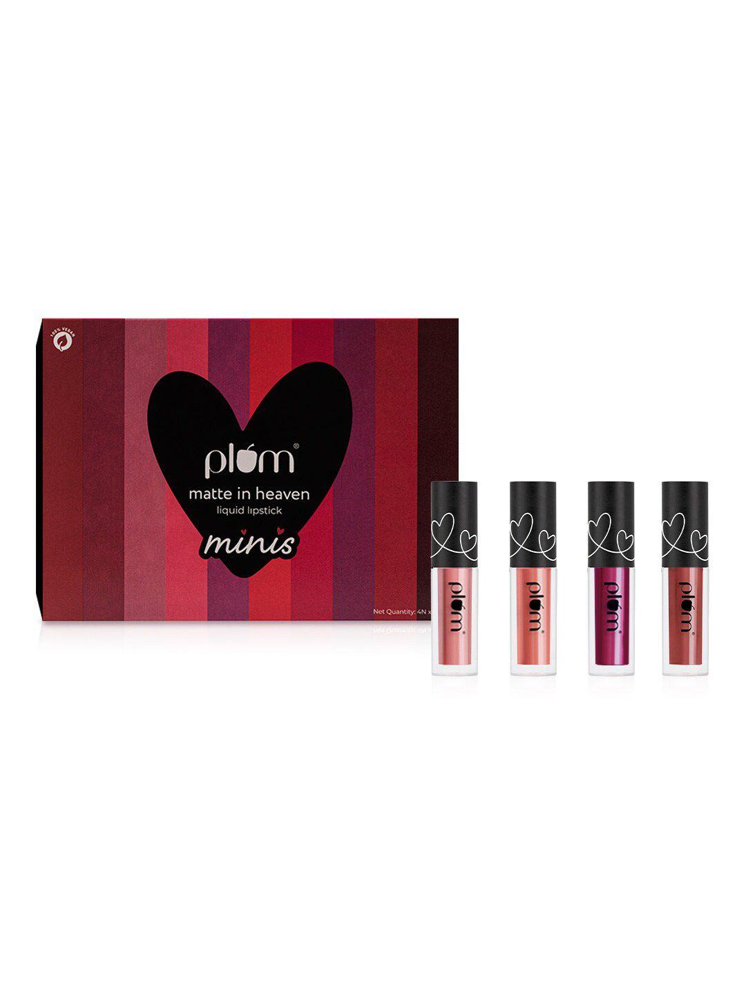 plum set of 4 smudge-proof matte in heaven mini liquid lipsticks - 1.5ml each