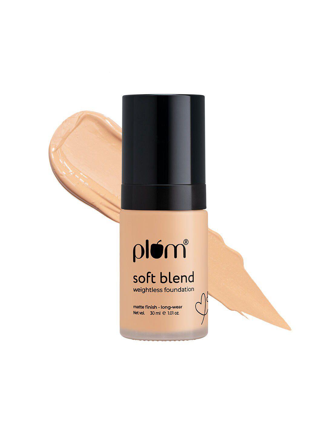 plum soft blend long wear matte finish weightless foundation 30ml - halo sand 105p