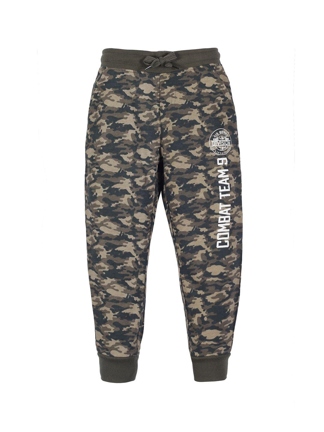 plum tree boys green printed joggers