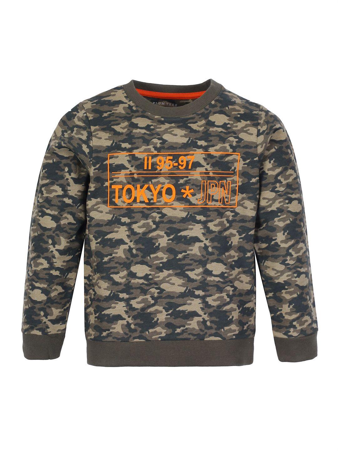 plum tree boys olive green camouflage printed sweatshirt