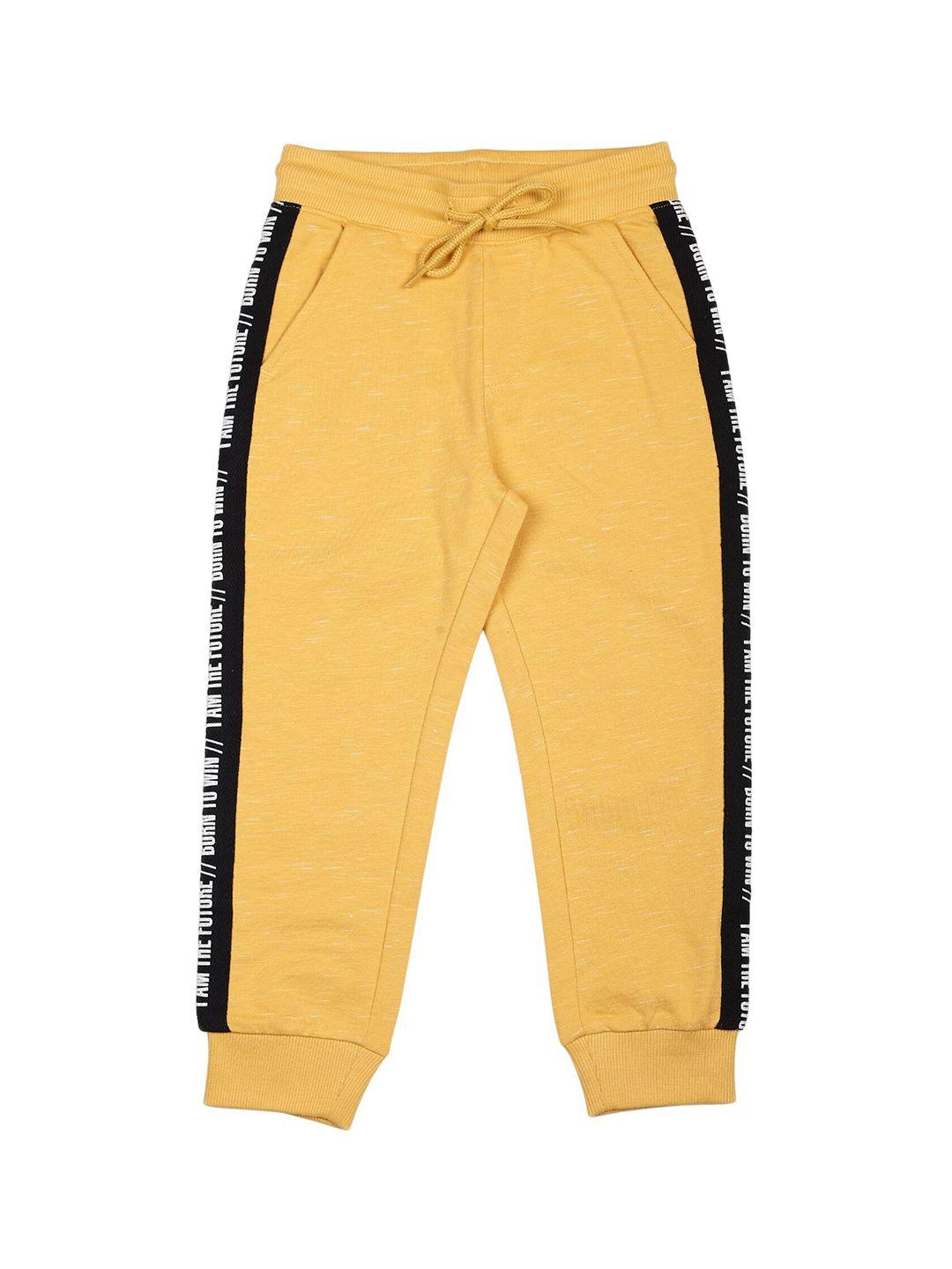 plum tree boys orange born to win printed pure cotton jogger track pants