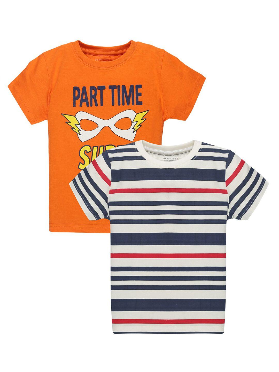 plum tree boys pack of 2 striped cotton t-shirt