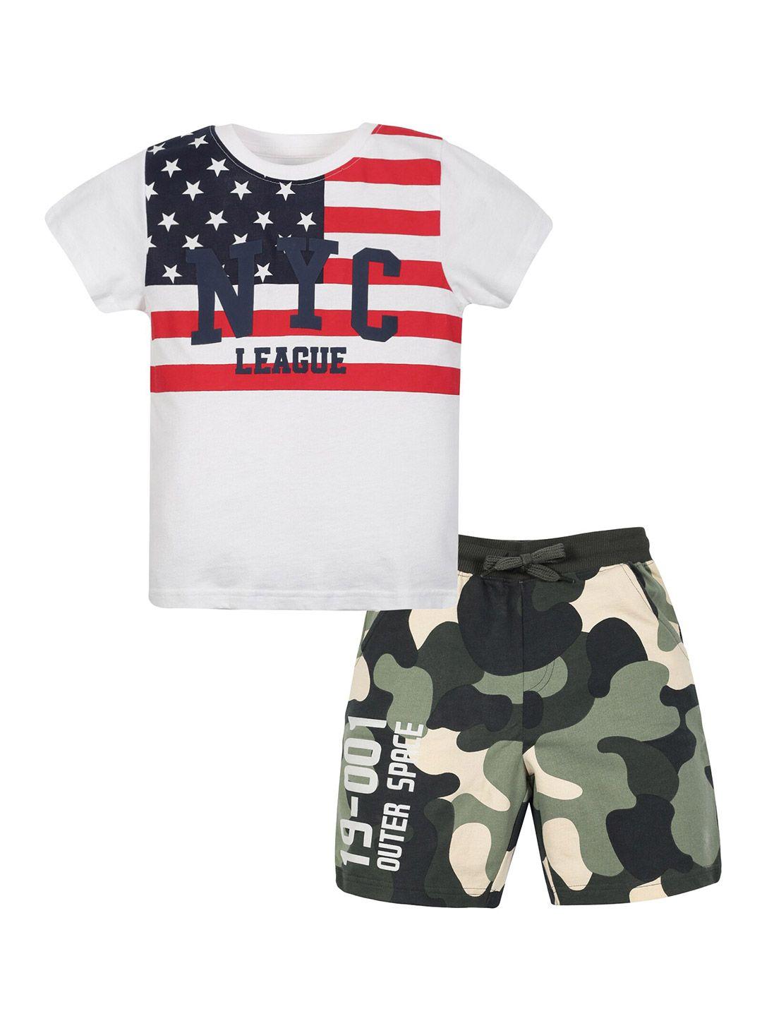 plum tree boys printed pure cotton t-shirt with shorts