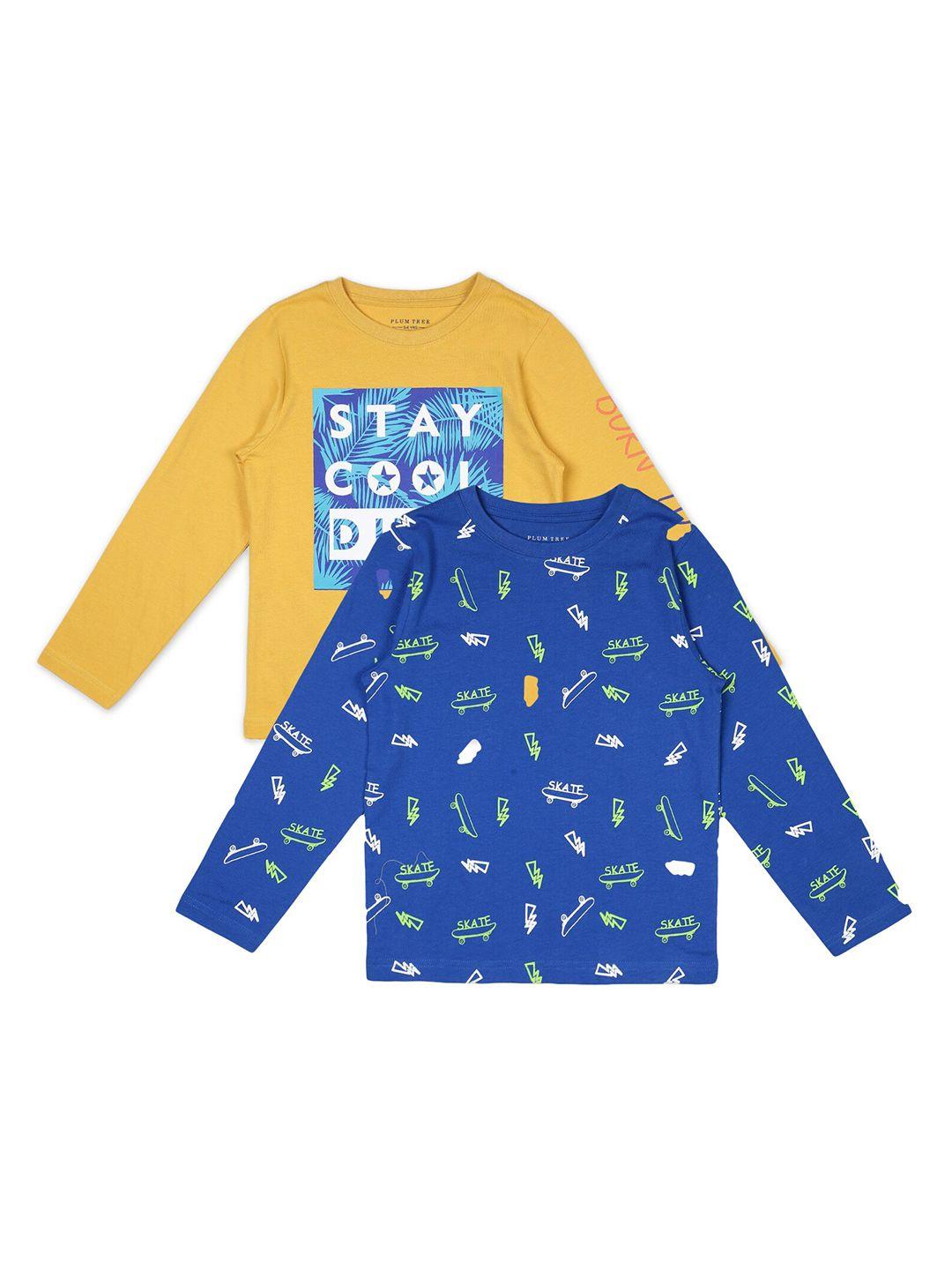 plum tree boys yellow & blue 2 printed t-shirt